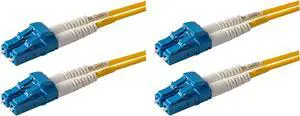 SpeedyFiberTX - 2-Pack 10 Meter LC to LC Fiber Patch Cable, Corning SMF-28 Singlemode 9/125um Ultra Optical Fiber, Duplex, Yellow Riser OFNR Cable Jacket