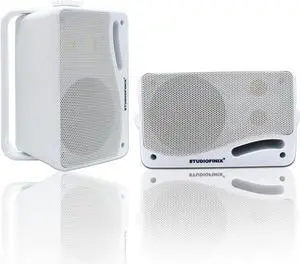 STUDIOFINIX Passive Outdoor Speakers Wired Waterproof -3.5 Inch 3 Way 200W Surface Marine & Wall Mount Speakers, Perfect for Home, Boat, Poolside, Patio, Indoor Outdoor Use(White