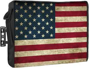 Outdoor TV Cover - American Flag Waterproof and Weatherproof 70"-75" LCD Movable Shield TV Display Screen Protector Outside Television Covers