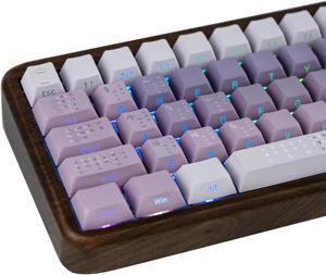 TIMSEKER Keycap Purple Shine Through Keycaps Set, 137 Keys Custom Retro Cherry Key caps, Keycaps Side Print Translucent Keycaps Dye Sub PBT Keycaps for ANSI/ISO Cherry Mx Backlit Ergonomic Keyboard