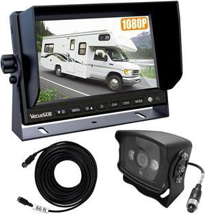Backup Camera System VMS 1080P high Definition Wired 2 Videos 7" Wide in-Plane Switching Monitor Night Vision Backup Camera for Trucks Buses Recreational Vehicles Vans, All Heavy Duty Vehicles