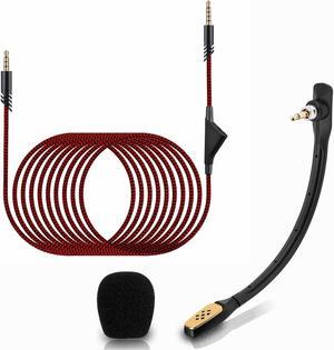 weishan A40 Mic and Audio Cable, Replacement for Astro A40 TR Gaming Headsets, with Inline Volume Control, Black+Red