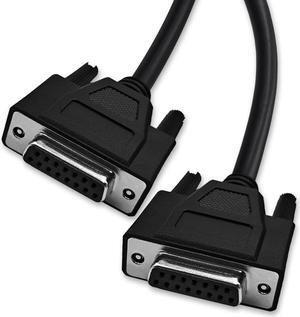 XANHAM 49 Feet(15 Meter) DB15 15 Pin Two Row Straight Through Serial Cable, Double Shielded(Metal Braiding&AL-foil), Female to Female, Black, SC910S11FF