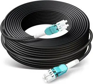 YUTIANHOME 100ft/30m OD-5mm Industrial TPU OM3 Fiber LC to LC Outdoor Armored Fiber Patch Cable, Duplex Multimode Fiber Optic Cable, 40Gb 10Gb, 50/125 OM3 Uniboot LC-LC Direct Bury