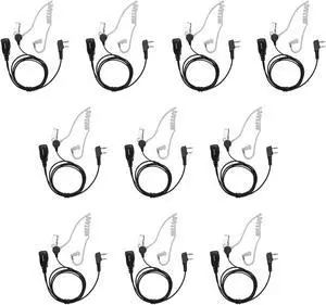 Walkie Talkies Earpiece with Mic 2 Pin Acoustic Tube Headset Compatible with Kenwood BF-888S UV-5R Retevis H-777 RT22 Puxing Wouxun (10 Pack)