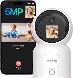 ZOSI 5MP 2 Way Video Indoor Security Camera,One-Touch Call,Human Detection,C519M5 360deg View Baby/Pet Dog Monitor,3K Plug-in Pan/Tilt Smart Home Cam,2.4/5GHz Dual-Band WiFi,Cloud & SD Card Storage