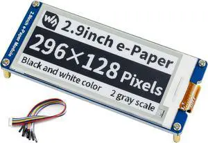 waveshare 2.9inch E-Ink Display Module 296x128 Pixel White,Black Two-Color 3.3V/5V E-Paper Screen LCD Support Partial Refresh SPI Interface for Raspberry/Jetson Nano/Ard/Nucleo