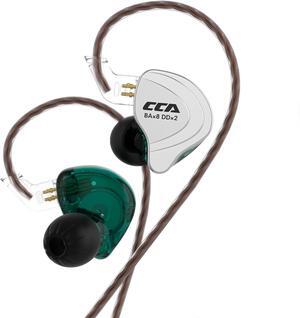 CCA C10 Five Drivers Hybrid in Ear Monitors in Each Side,HiFi 4BA 1DD High Resolution Earphones/Earbuds with 3.5mm Gold Plated Plug Detachable Cable 2pin 0.75mm Wired Earbuds (No Mic, C10 Cyan)