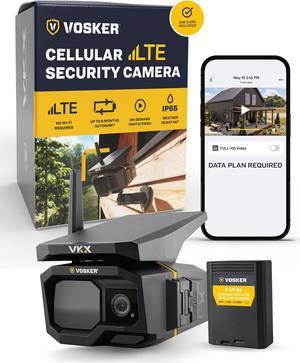 Vosker VKX Solar Powered 4G-LTE Outdoor Cellular Security Camera - No WiFi Needed, Motion Activated, Night Vision, SIM Card Included, On-Demand Mode, IP65 Weather-Resistant