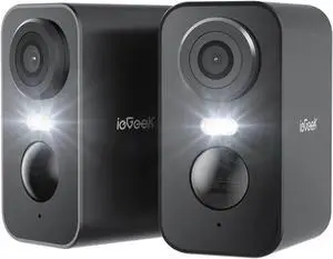 ieGeek Security Cameras Wireless Outdoor 2-Pack, 2K WiFi Surveillance Camera for Home Security, Battery Powered Security Cameras with Siren & Spotlight, AI Detection, IP65 Waterproof, Works with Alexa