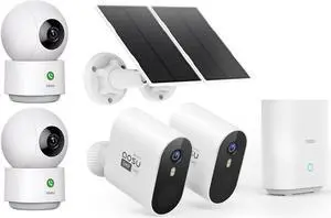 AOSU 5MP SolarCam Max System 2-Cam-Kit + 2K Indoor Camera 2Pack (Indoor Camera Doesn't Connect to Max's Homebase)