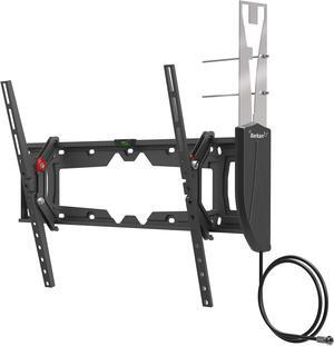 Barkan 19-80 inch Tilt TV Wall Mount with Integrated HDTV Indoor Antenna, for All Wall Types, Flat/Curved Screen Bracket, Holds up to 110lbs, Auto Lock Patented, Fits LED OLED LCD (VTM410)
