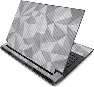 MightySkins Carbon Fiber Skin for Alienware m17 R2 (2019) - Gray Polygon | Protective, Durable Textured Carbon Fiber Finish | Easy to Apply, Remove, and Change Styles | Made in The USA