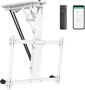 Mount-It! Electric Ceiling TV Mount with Remote and App Controller, Motorized Flip Down Pitched Roof Mount Fits 32 to 70 Inch Flat Screen TVs, White