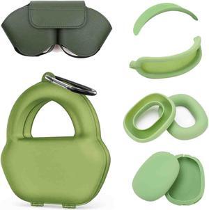 SUOFEIK 9 in 1 Hard Case for AirPods Max - Tips & Smart Case Cover for AirPods Max Durable Travel Case with Full Protection for Apple Pro Max Headphones (Green)