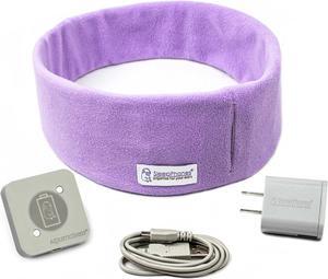 SleepPhones Effortless V8 Sleep Headphones by AcousticSheep | 24-Hour Battery | Original Comfortable Bluetooth Headphones with Wireless Induction Charging (Large, Quiet Lavender Fleece, US Wall Plug)