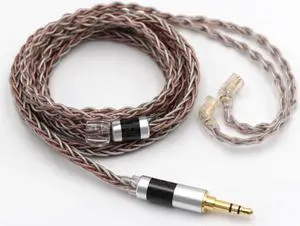 TRIPOWIN Linsoul C8 8-Core Silver Copper Foil Braided Earphone Replacement Upgrade Cable, Tinsel Silver Copper Wire for KZ ZSN Pro, ZS10 Pro NF2u, QDC IEMs (with Mic, 3.5mm Plug, QDC connector)