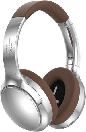 AGKG123 Noise Cancelling Headphones, Wireless Over Head Bluetooth Headphones, 60H Playtime, Comfort Fit Ear Cups, for Home Office Travel,Silver Brown