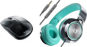 ARTIX CL750 On-Ear Headphones & Silent Wireless Mouse - Wired Headphones with 3.5mm Jack for Laptop, Computer & Tablet + Noiseless Wireless Mouse for Precise, Comfortable, Quiet Work