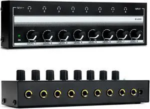 Headphone Amplifier - 8 Channel Mini Headphone Amp, Portable Stereo Headphone Amplifier, Bass Headphone Amp for Studio and Stage 100 to 240V (US Plug)