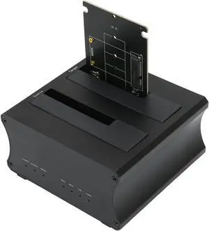 CCYLEZ USB3.0 External Hard Drive Docking Station, mSATA SSD and 2.5inch 3.5inch IDE SATAI II III SSD HDD Base Duplicator Support SATA Protocol SSD M.2 NGFF 6Gbps for 23SD28 RTK(Black)