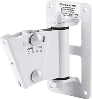 K&M Konig & Meyer 24471.000.57 Speaker Wall Mount | Surround Sound Wireless Home Theater | Single Speaker Bracket | Adjustable Swivel and Tilt | Multipurpose Holds Up to 33 lbs | German Made | White