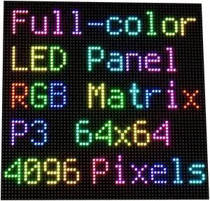 Coolwell RGB Full-Color LED Matrix Panel for Raspberry Pi and Ardui, 3mm Pitch, 64x64, 4096 Individual RGB LEDs, Brightness Adjustable