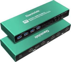 Daoistek HDMI KVM Switch 2 Monitors 2 Computers 4K 60Hz 2K 144Hz EDID Emulator USB3.0
