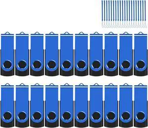 EASTBULL 8GB USB Flash Drive Bulk Thumb Drives 20 Pack with Lanyards USB 2.0 Jump Drive 8GB Memory Sticks Zip Drive Pen Drive for Storage and Backup Blue 20PCS 8GB