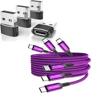 Elebase 3Pack USB C to Type C 100W Cable 3Pack 3.3/6.6/10ft and 4 Pack USB to USB C Adapter for MacBook Pro,iPhone 15,iPad 10 Air 4 5 Mini 6 6th,Samsung Galaxy Note S21 S22 S23,A72 A73,Tab S8