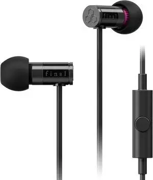 Final E1000C in-Ear Isolating Earphones with High Clarity Microphone, 6.4mm Dynamic Driver, Hires Certified, Durable Cable, Award Winning, Designed in Japan (Black)