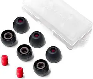 Final Audio Black+Black/Red Silicone Type E Eartips kit with Case and Nozzle Adapter Compatible with 1More, AKG, Audio-Technica, Beats by Dre, Campfire Audio, Empire Ears, Shure, Sony, Westone (Small)