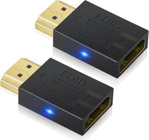 Furjosta 4K HDMI EDID Emulator Passthrough Adapter Coupler HDMI Dummy Plug for Computer Monitor Projector Video Splitter Switch KVM Extender AV Receiver 3840x2160@60Hz 2P