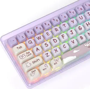 iTastatur Keycaps 60 Percent PBT 139 Key Keycaps, Dye-Sublimation Cute Keycaps MOA Profile Custom Keycaps for Cherry MX Switches 61 68 87108 Mechanical Keyboard(Purple)
