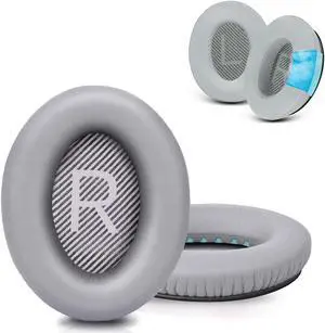 GEVO Ear Pads Cushions Replacement, Ear Pads for Bose QuietComfort 35 (QC35) and Quiet Comfort 35 II (QC35 II) Over-Ear Headphones & More, Memory Foam & Silver(PU Leather&Cooling-Gel)