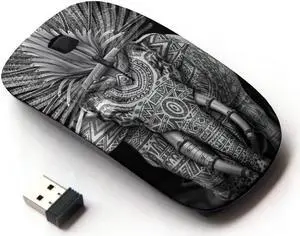 Graphic4You Indian Tribal Elephant Ergonomic Wireless Mouse with Nano Receiver