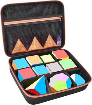 Grapsa Speed Cube Storage Case Bag Holds 12+ Different Types Cube Retro Brain Teaser Fidget Toy. Carrying Holder with Mesh Pocket Fits for Cube Stand/Tutorial (Box Only) - Black