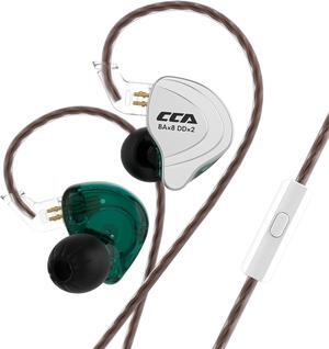 HiFi 1DD 4BA Hybrid Five Drivers in-Ear Earphone, CCA C10 Wired Earbuds, High-Performance in-Ear Monitor with 0.75mm 2 Pin Gold Plated Detachable (Cyan with Mic)
