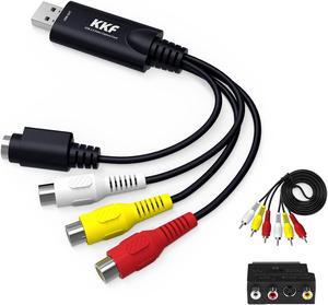 Kkf RCA AV to USB Video Capture Card Converter, Convert Analog VHS VCR to Digital Adapter, USB 2.0 Audio Transfer Grabber, Digitize Video DSLR DVD PS3 PS4 Camera (IU037B-2)