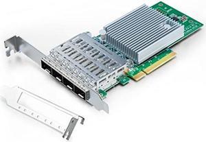 4 Port SFP+ PCIe NIC 10Gb Converged Network Adapter for Intel X710-DA4, with Intel XL710-BM1 Controller, PCIe 3.0 X8, Quad SFP+ Ports (X710DA4FH), Support Windows Server/Linux/VMware ESXi/FreeBSD/UEFI