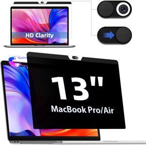 Privacy Screen MacBook Pro 13 Inch (2016-2022, M1,M2) and MacBook Air 13 In(2018-2021, M1), Magnetic Removable Anti-Glare Privacy Filter with Camera Cover, Laptop Privacy Screen Protector for Mac 13in