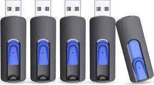 JUANWE 64GB Flash Drive 5 Pack 3.0 USB Jump Drive Retractable Slide Memory Sticks for Computers Thumb Drive Bulk USB Data Storage Pen Drive Blue
