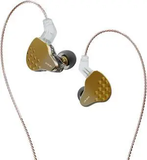 keephifi KBEAR Robin in-Ear Monitors, Stereo Wired in Ear Earphones, 1DD+4BA Hybrid HiFi Earbuds, Powerful Resolution IEM Noise Isolating Headphones for Audiophiles Musicians (NO MIC, Gold)