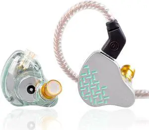 Kinboofi KBEAR Rosefinch in-Ear Headphone,Noise Cancellation Earphone with Aviation-Grade zinc Alloy faceplate Wired Earbuds Haedphone with Detachable Cable for Singer (Aqua Green, No Microphone)
