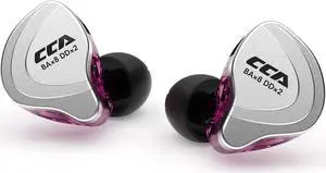 CCA C10 Wired Headphone, 4BA+1DD Hybrid HiFi in Ear Earbuds Monitor Headphone, Sports Stereo Noise Cancelling IEM Headphone with Detachable Cable for Singers (No Microphone, Purple)...