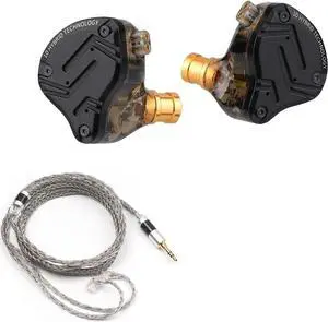 Linsoul KZ ZS10 PRO X HiFi in Ear Earphones(without Mic, Black) + Tripowin Zonie IEM Cable(Recessed 2pin, 3.5mm, Grey)