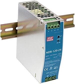 DIN Rail PS 120W 24V 5A NDR-120-24 Meanwell AC-DC SMPS NDR-120 Series MEAN WELL Switching Power Supply