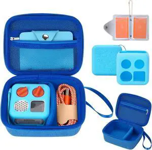 MGZNMTY Travel Storage Case and Thicken Silicone Cover Compatible with Yoto Mini Player - Kids Audio & Music Player and Card Holder for Yoto Card Hold Up to 20 Cards (Blue)