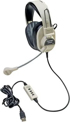 Califone 3066AV-USB Deluxe Over-Ear Stereo Headset with Gooseneck Microphone, USB Plug, Beige, Each Califone 3066AV-USB Deluxe Over-Ear Stereo Headset with Gooseneck Microphone, USB Plug, Beige, Each