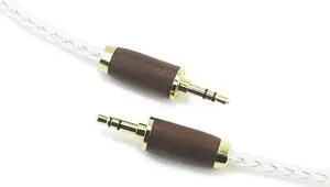 NewFantasia 3.5 mm Male to Male Stereo Audio Cable 8 Cores 6N OCC Copper Single Crystal Silver Plated Wire Walnut Wood Shell AUX Cord for Headphones Car Home Stereos Speaker Smartphone 2m/6.6ft